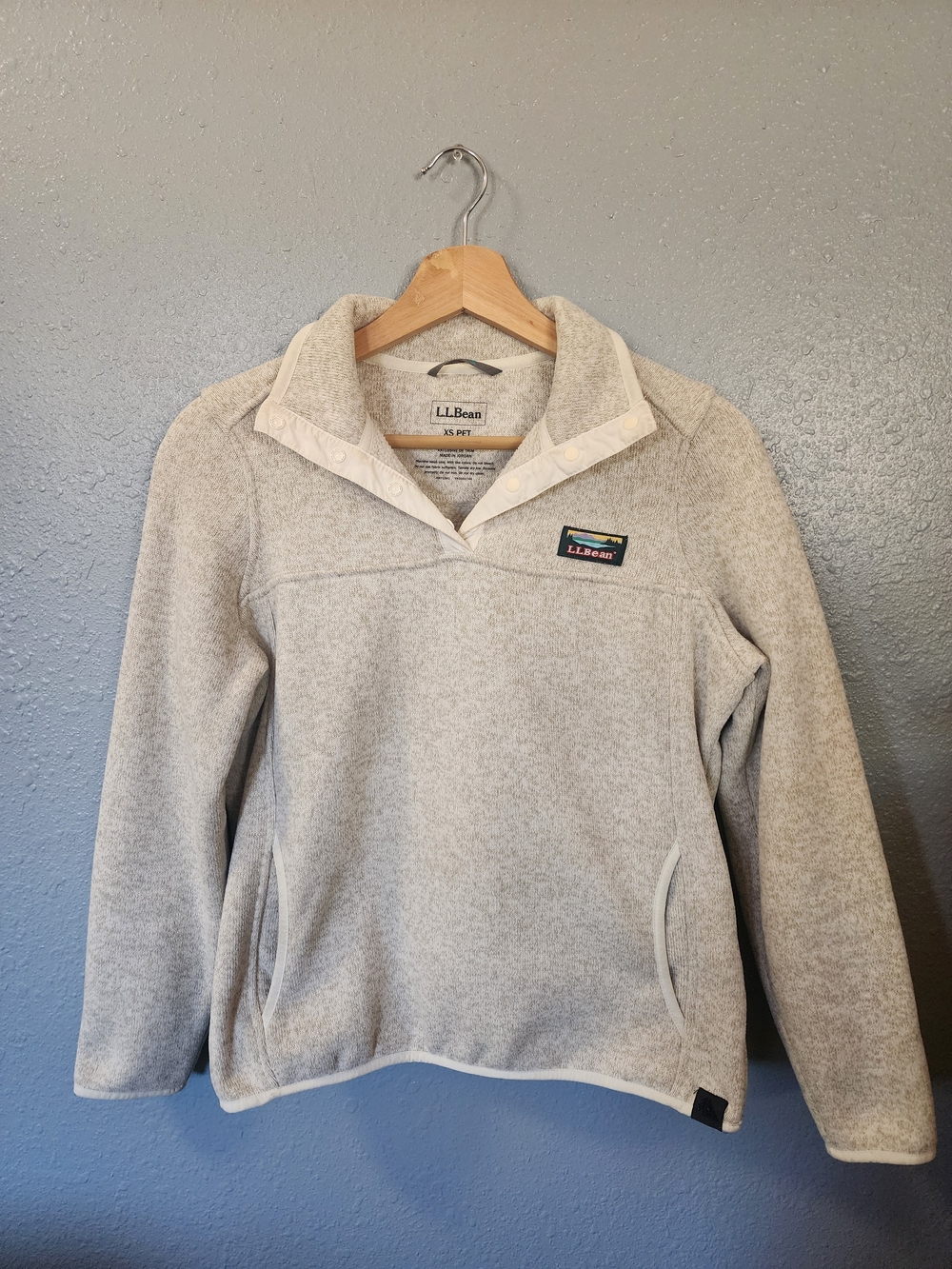 L.L. Bean Women's Light Cream Zip-Front Fleece Pullover